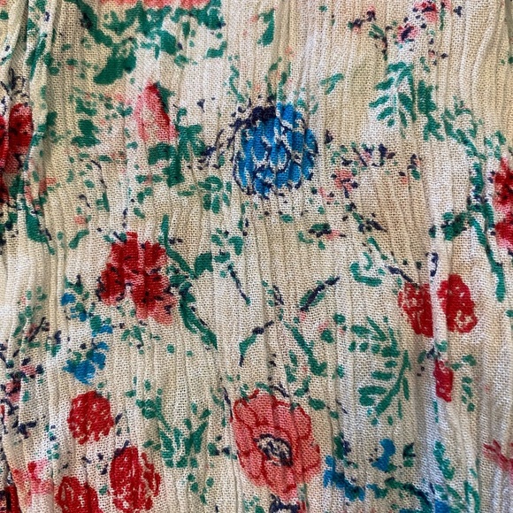 The Vermont Country Store Gauze Floral Print Long Sleeve Popover Shirt White L - Picture 5 of 10